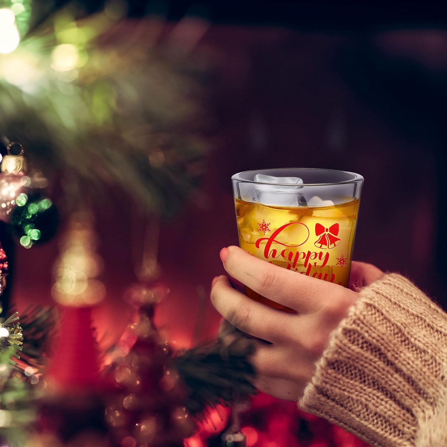 Uiifan 24 Pcs Christmas Shot Glasses Bulk 2 Oz/ 60 ml Tequila Whiskey Glass Decor Cup Clear Liquor Drinking Glassware for Women Men Themed Party Favors Gift(Chic Style)
