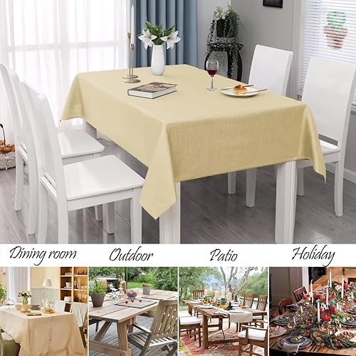 Miniatura 5 de MikiUp Mantel rectangular de lino sintético, impermeable y lavable, mantel de tejido con textura slubby, para interiores y exteriores, para cocina,