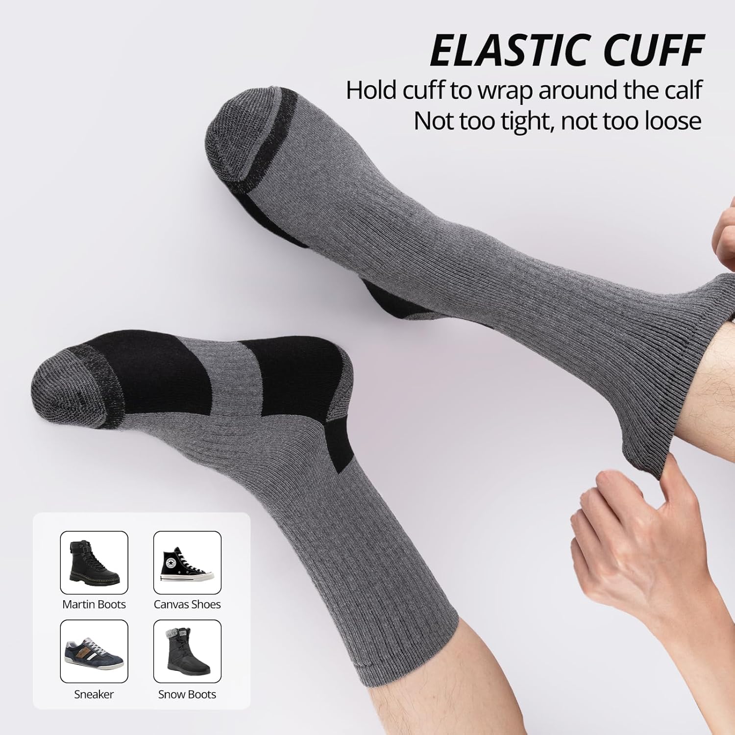 Heatuff Men's Cotton Cushion Crew Socks Athletic Running Moisture Wicking Thick Heavy Duty Work Boot Socks(6 Pairs) - Image 5