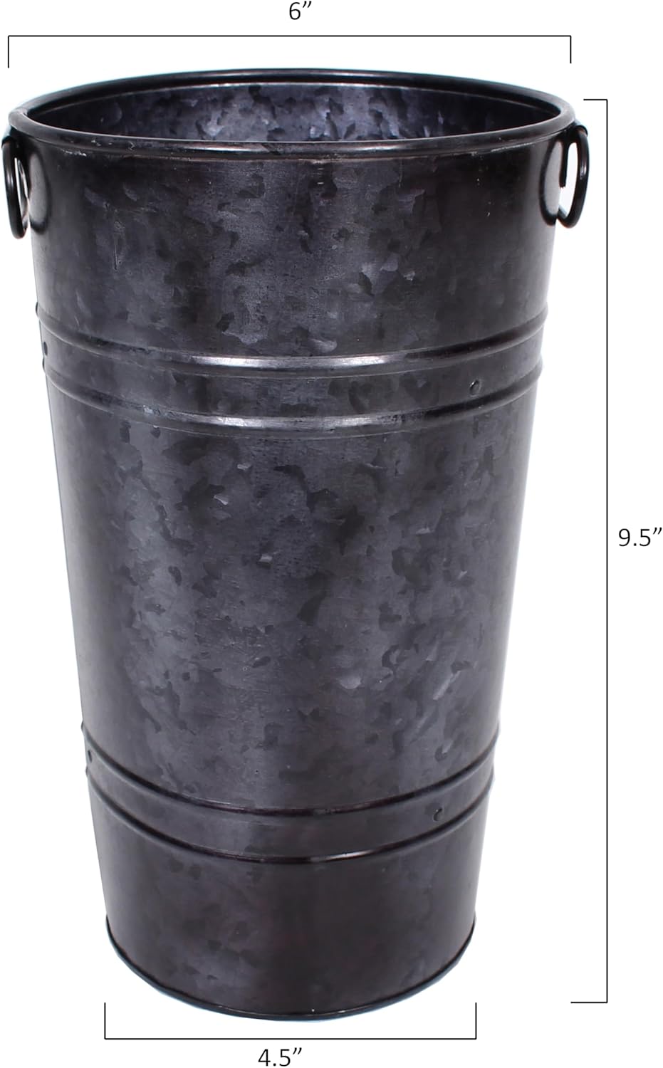 Outdoor/Indoor Set of 4 French Vases, Planters 6" W x 9.5" H Metal, Galvanized, Tin Platinum Finish