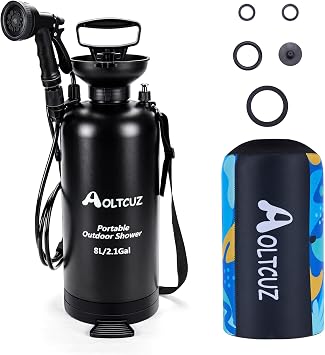 8L Portable Shower, 10 Spray Modes, for Beach&Camping