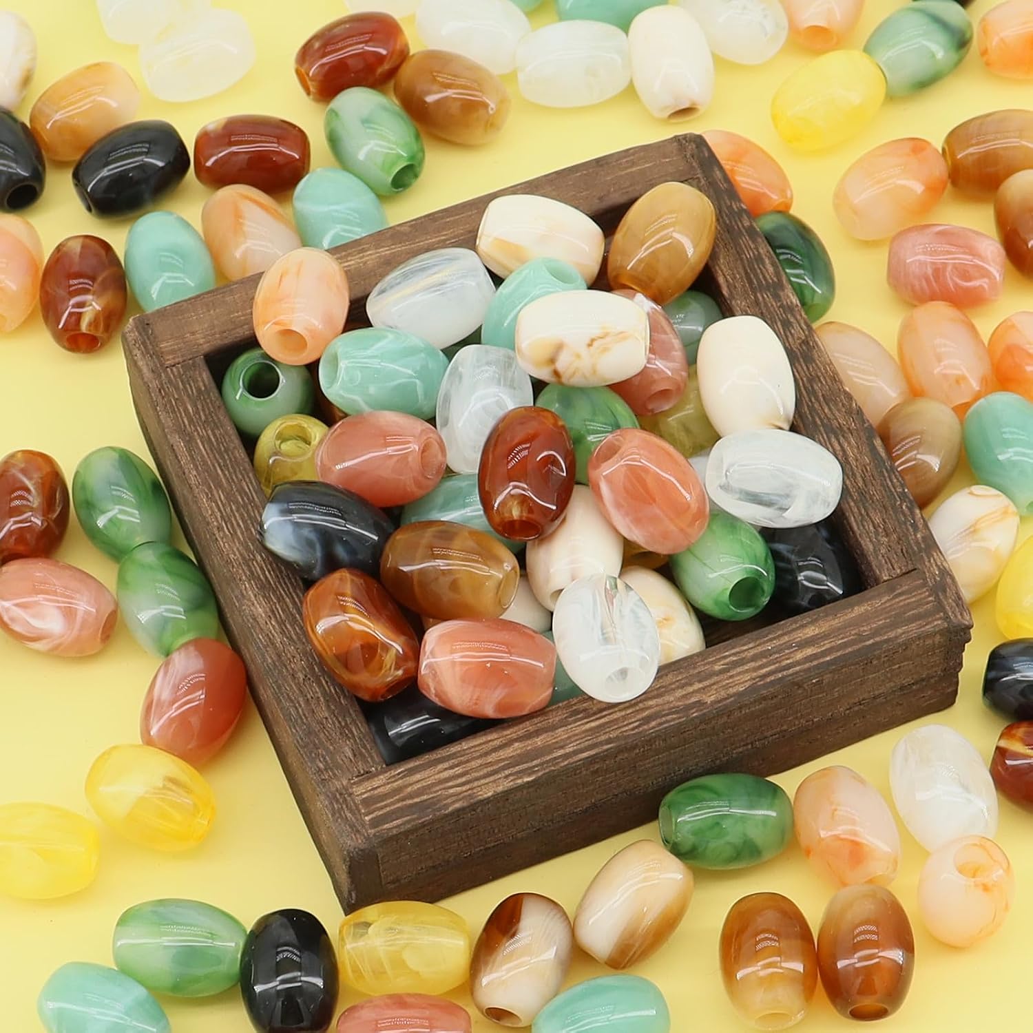 140pcs Barrel Macrame Large Hole Acrylic Beads 17mm*13mm Mix 10 Color for Craft (Hole: 5mm)