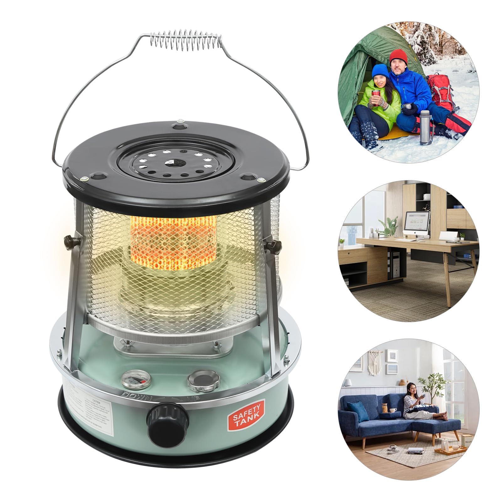 4.6L 2600W Petroleumofen Camping Petroleumheizung Tragbare Heizung Petroleum Innenräume Mobile Heizung Heizstrahler Ohne Strom Ideal für Zuhause Garten Garage & Notfall