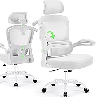 Vista 15 de AreShark Silla de Oficina Ergonómica con Soporte Lumbar Ajustable y Gancho para Respaldo, Silla de Malla Transpirable con Respaldo Alto y Ruedas