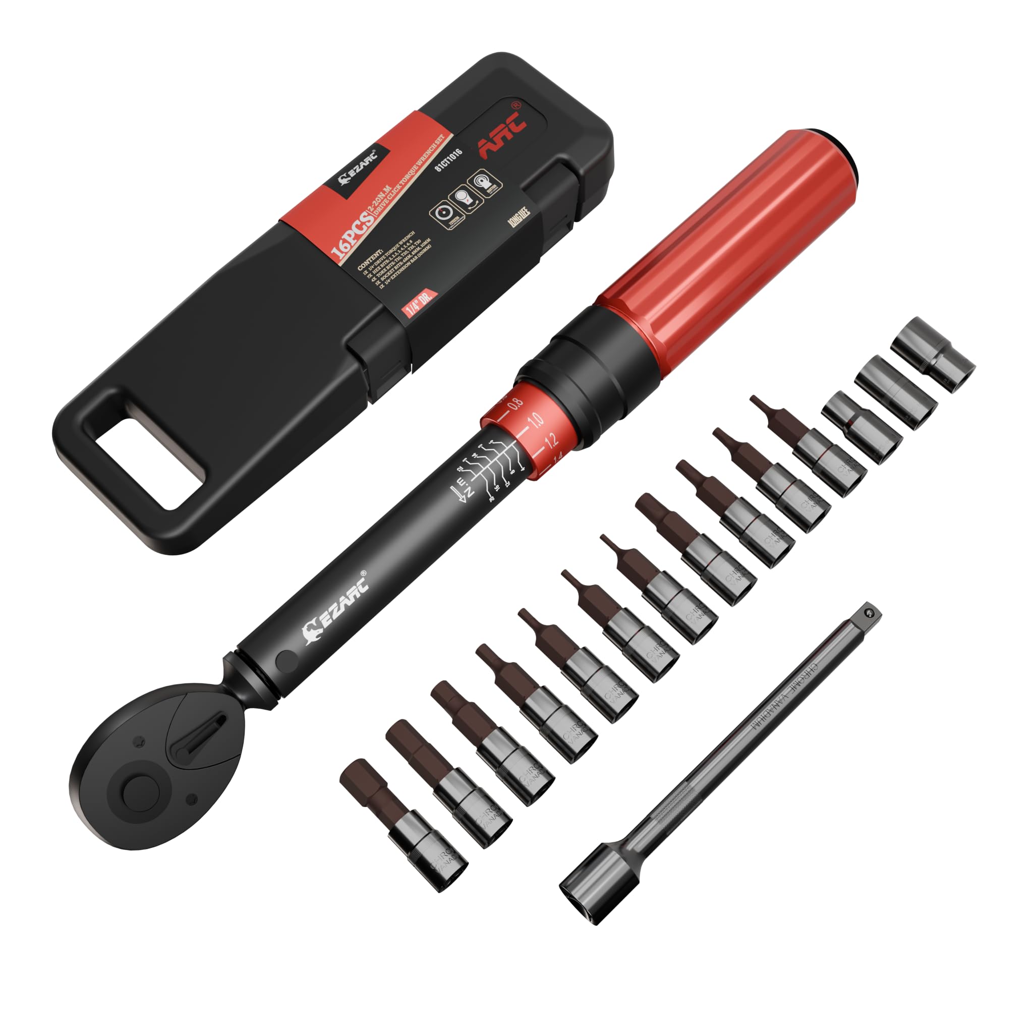 Chiave Dinamometrica 1/4 GOYOJO 2-24 Nm - Kit 16 Pezzi Per Bici, Precisione ±3%, Con Barra Estensione E Bits - Foto 5