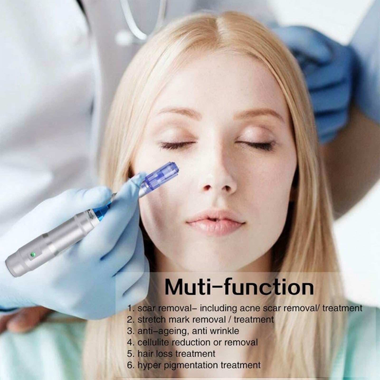 Dr.pen Microneedling A6, Penna Professionale per Microneedling con 2Pcs Aghi 12, Macchina Micro Microneedling Strumento per la Cura della Pelle per Rughe, Smagliature, Cicatrici, Perdita di Capelli