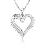 Endless Love 1.6CT Moissanite Heart Necklace for Women, 925 Sterling Silver White Gold Plated, VVS1 Clarity Mixed-Cut Pendant