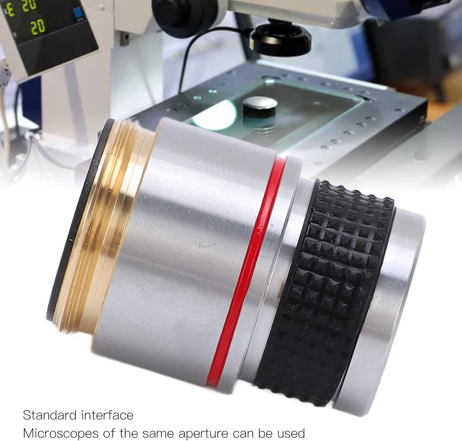 185 Achromatic Objective Lens for Biological Microscope - 4X Magnification 0.10 NA - Standard 20mm Thread Mount Aluminum Alloy Body and Optical Glass Construction with Storage Case (4/0.10)