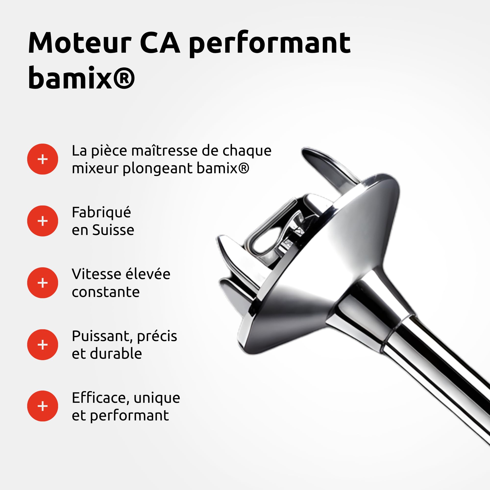 bamix Set mixeur plongeant M350 MAXX avec couteau multifonction, viande et légumes, fouet, batteur en inox, 300 W, 2 vitesses, Fabriqué en Suisse, Rouge/chrome