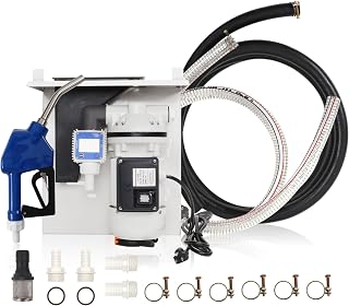 DEF Pump Kit - 110 Volt Diesel Exhaust Fluid System With Totes, Drums, and Wall Mounts, Flow Meter, Coupler, SS Auto Nozzle, 20' Hose