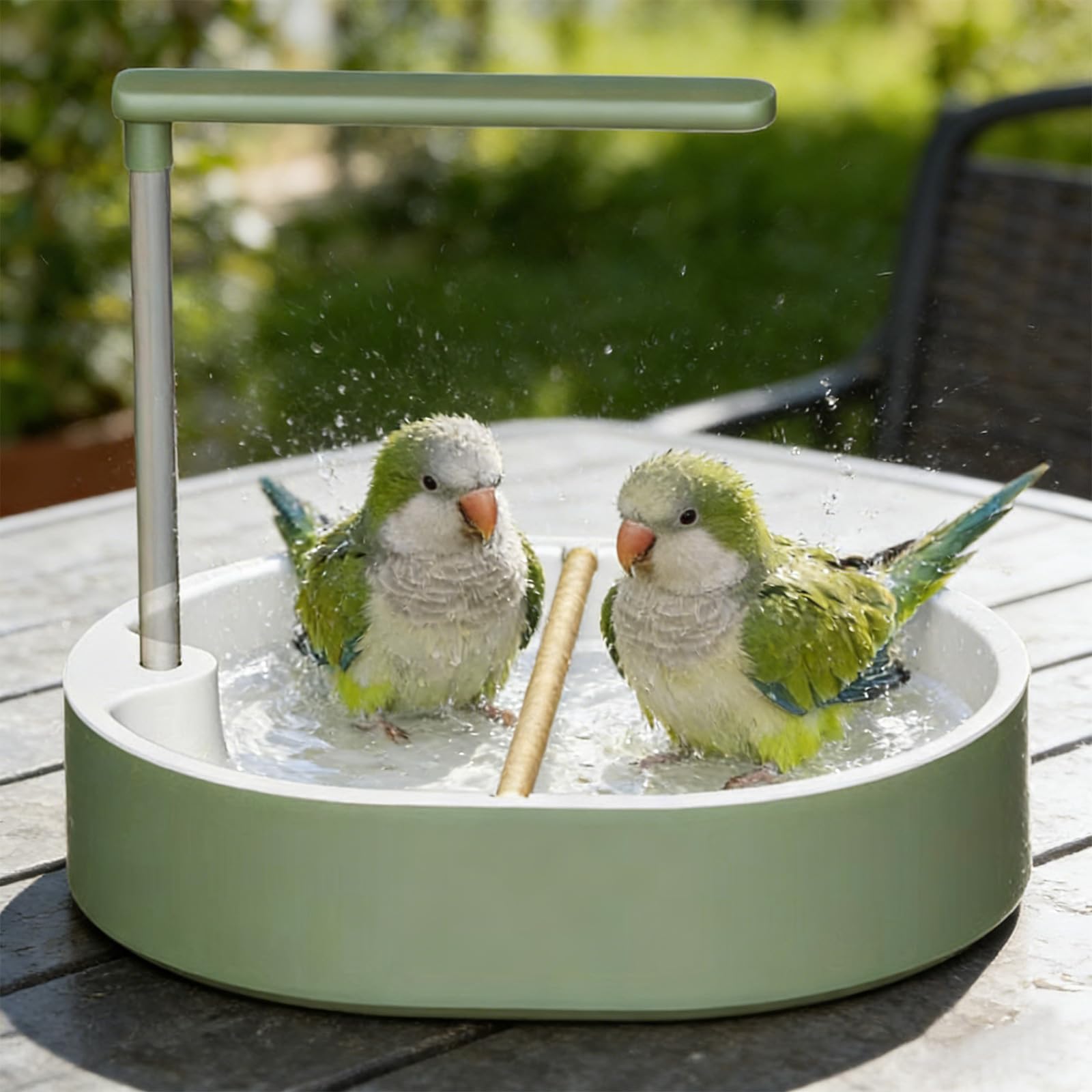 Bain de volière Universel pour Oiseaux : Fontaine de Douche Automatique pour perruches, Grand Bain pour Perroquet, Baignoire à Eau circulante pour perruches, Conures, cacatoès et Diamants de Gould