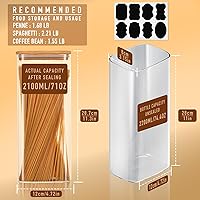 Vista 2 de Contenedores herméticos rectangulares de vidrio de 71 onzas con tapas de bambú (juego de 4), tarro cuadrado de almacenamiento de alimentos