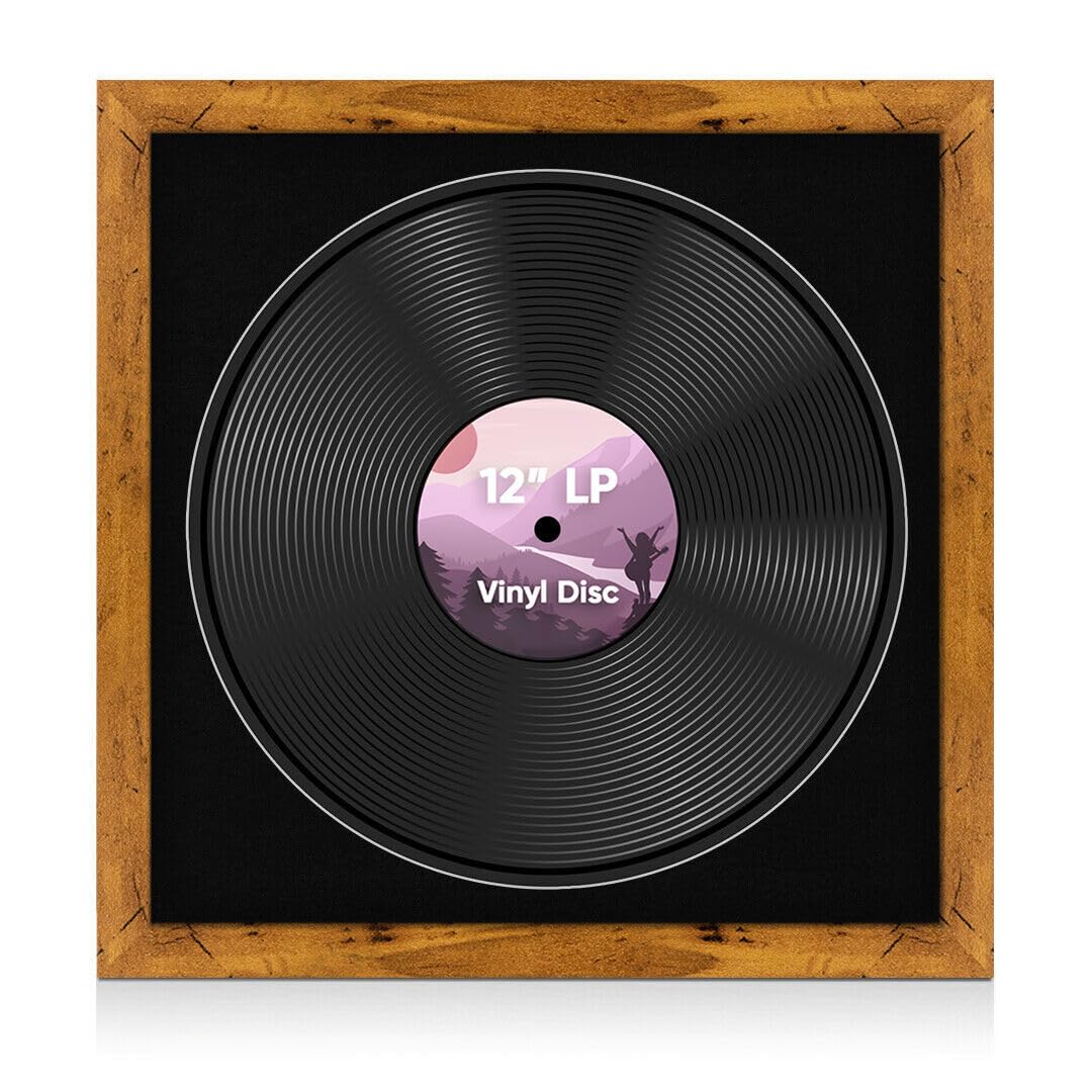 Alison Kingsgate 16x16 Rustic Oak Vinyl Record Frame for LP Disc