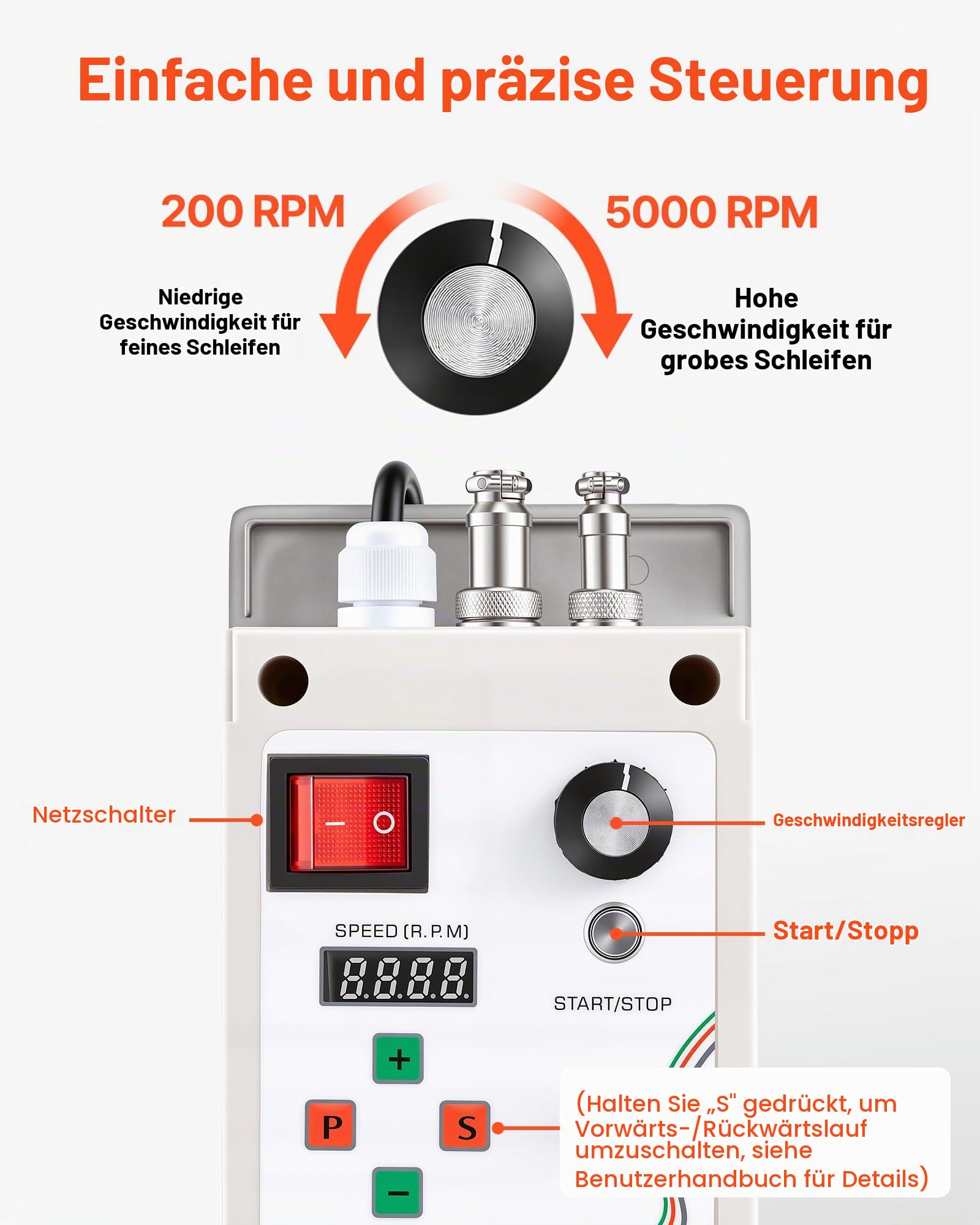 VEVOR Bandschleifmaschine 550 W, Bandschleifer mit 3 Stk. 762x25,4 mm Schleifbändern, 200-5000 U/min Verstellbarer Bandpolierer mit Dualmodi & Max. 21 m/s Bandgeschwindigkeit für Metallbearbeitung