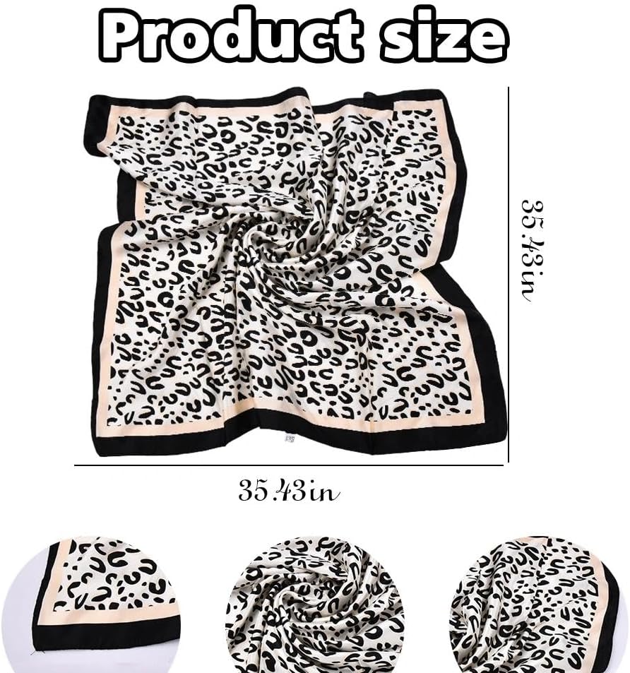 Leopard Head Scarf for Women Girls Silk Head Wrap Hair Scarf for Autumn Hair Accessories - Image 4