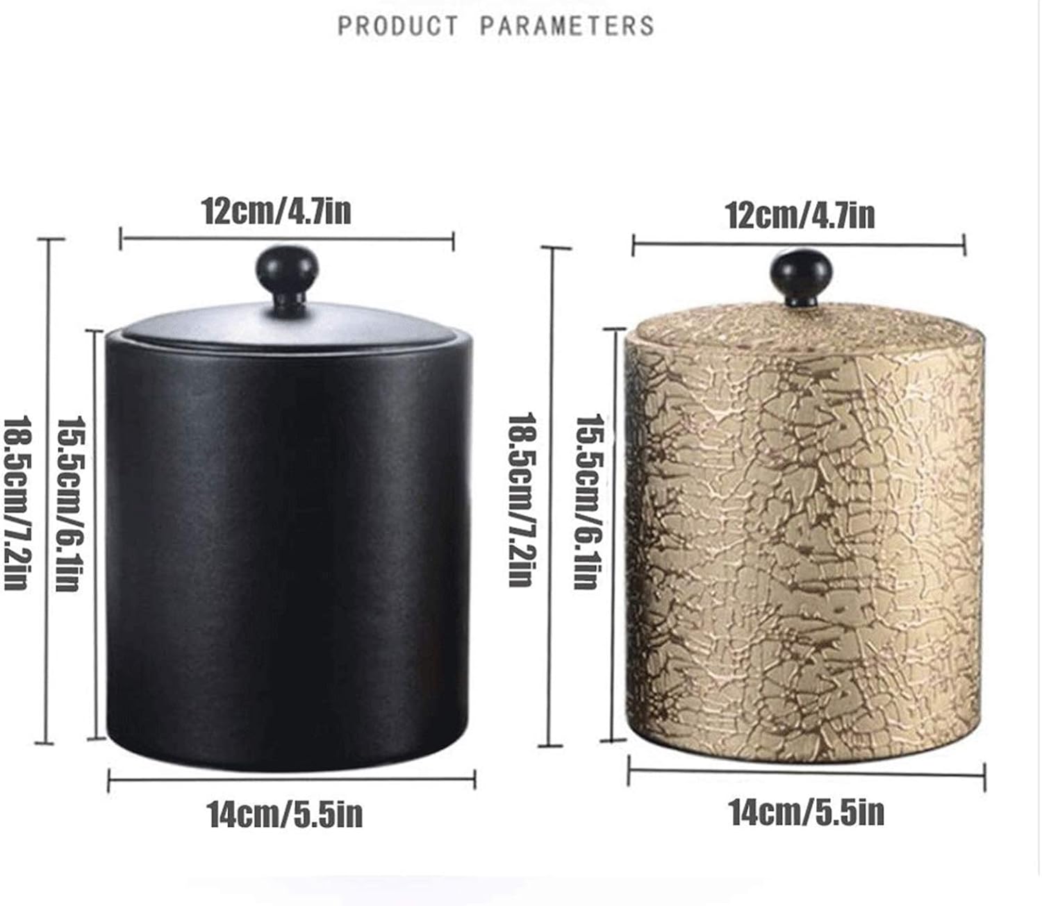 Ice Bucket Stainless Steel Liner Golden Leather Case Black With Filter Partition Town