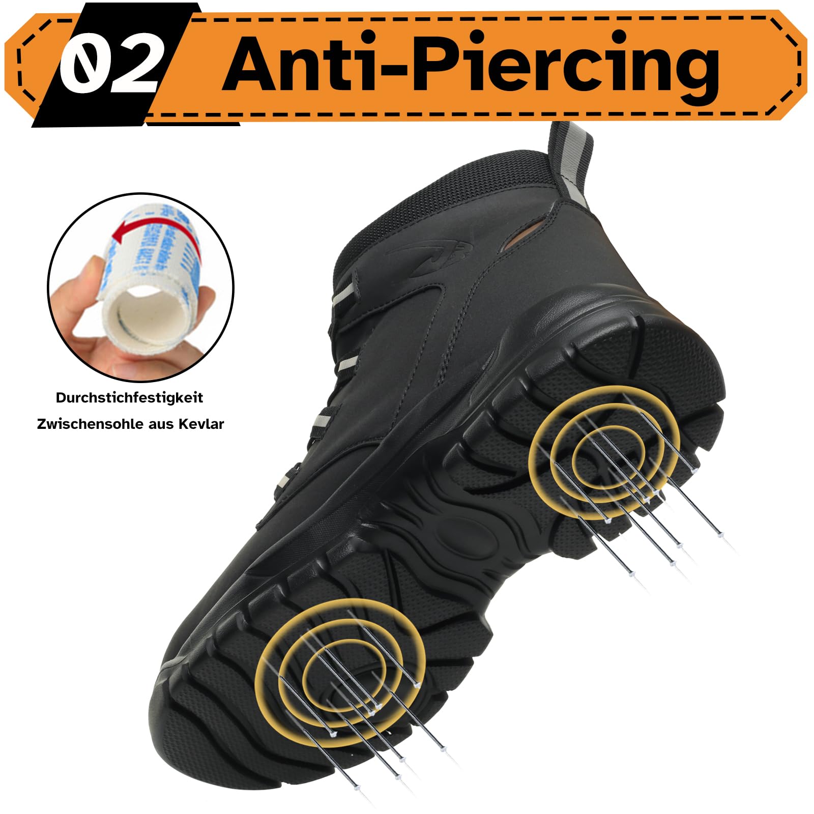 Scarpe Antinfortunistiche Uomo Donna Alte Scarpe da Lavoro Impermeabile Stivali da Lavoro Leggere Comode con Punta in Acciaio con Regolazione Rapida dei Lacci