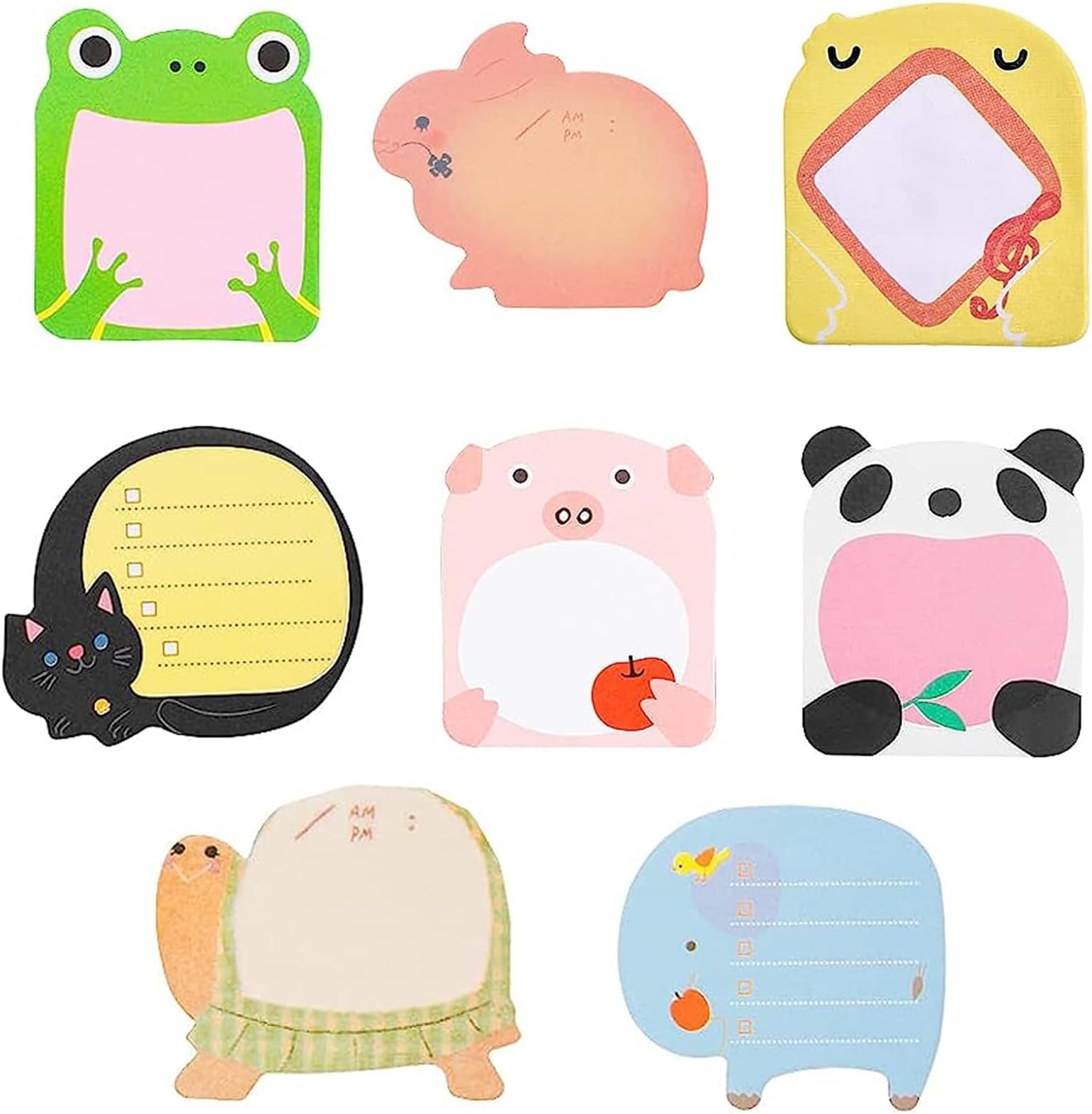 24 Packs Sticky Party Bag Fillers for Kids Cartoon Animal Sticky Notes Party Bag Fillers Eco Party Bag Fillers for Kids Unisex 8 Types Different Shapes Notes for Student Kids Gifts