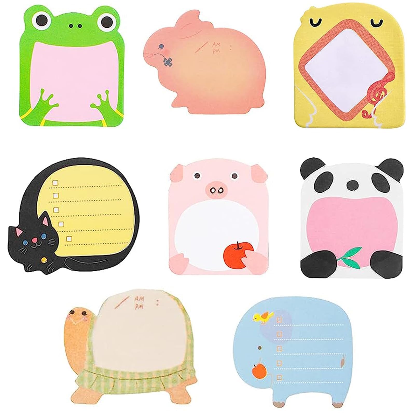 24 Packs Sticky Party Bag Fillers for Kids Cartoon Animal Sticky Notes Party Bag Fillers Eco Party Bag Fillers for Kids Unisex 8 Types Different Shapes Notes for Student Kids Gifts