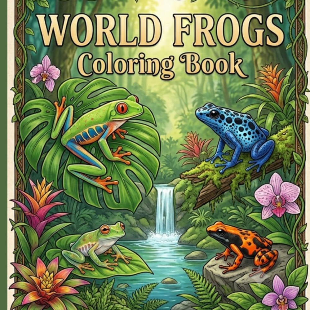 World Frogs Coloring Book: Amazing Frog Species from Around the World for Kids Ages 4–8