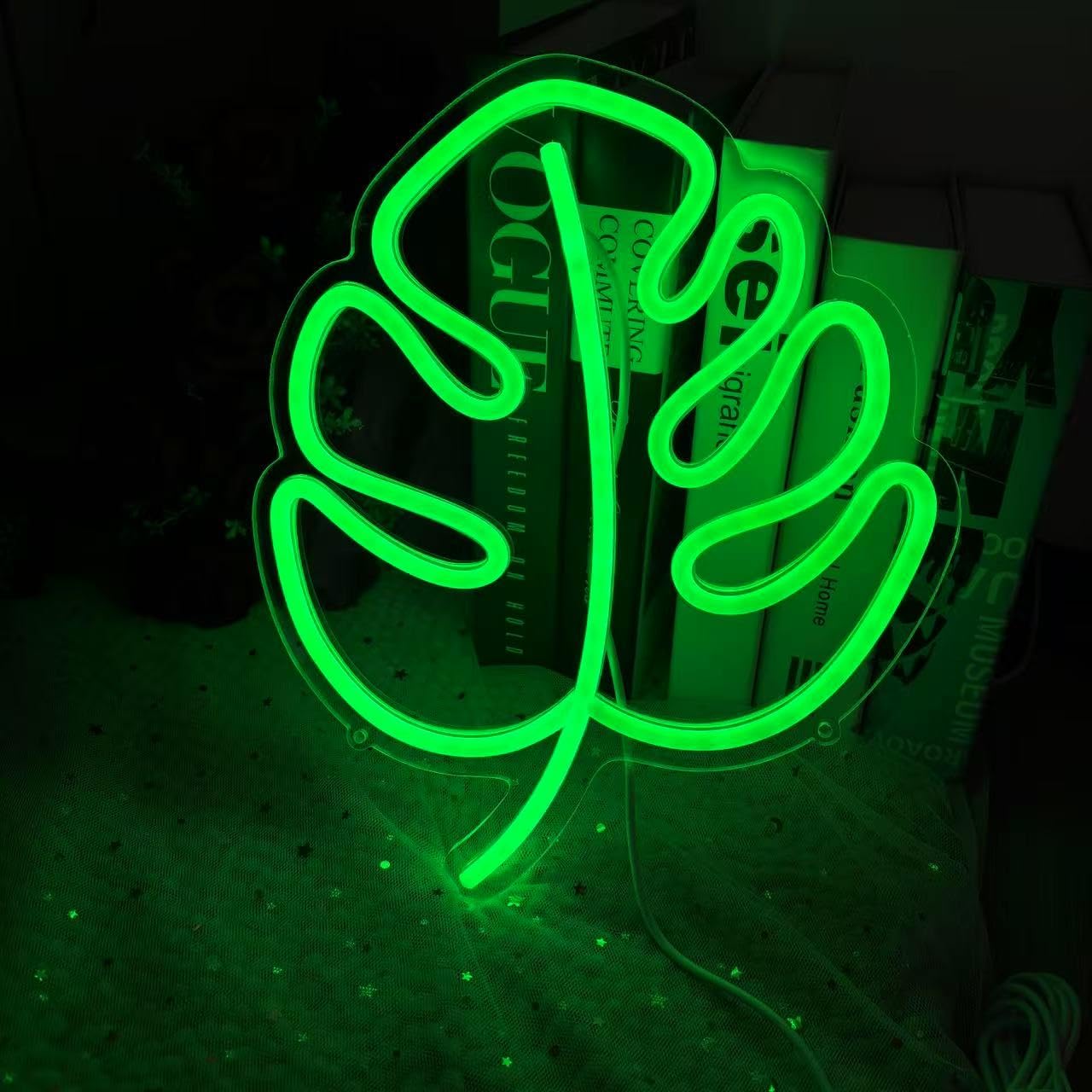 Hello Summer Enseigne néon verte Feuille de Monstera LED Plante Néon Monstera