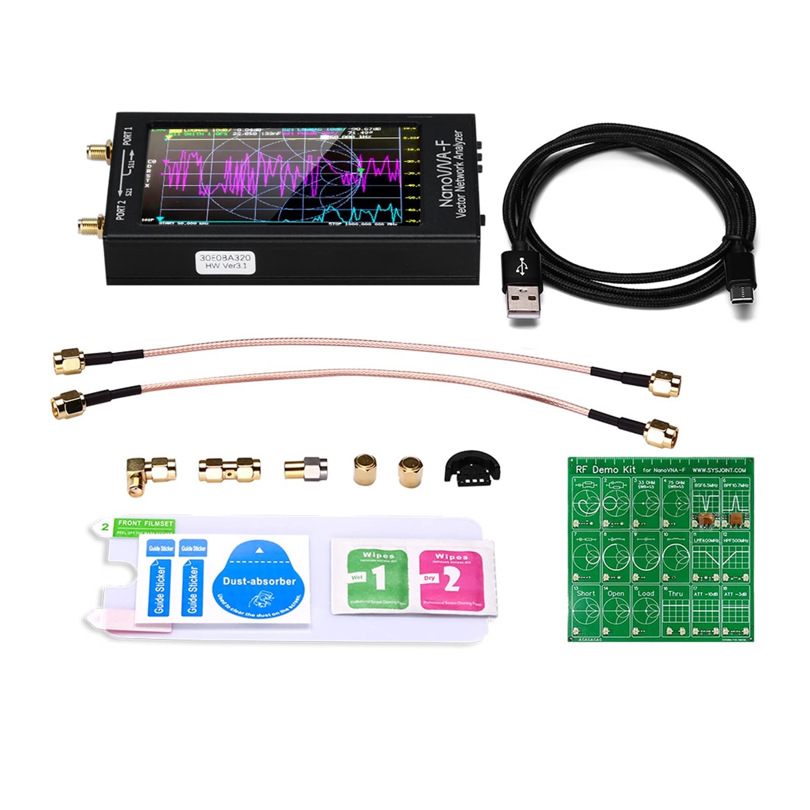 Analyseur de Réseau, VNA-F 4.3 pouces IPS LCD analyseur de réseau vectoriel Version V3.1 d'antenne ondes courtes HF VHF UHF avec Kit démonstration(With Demo Kit)