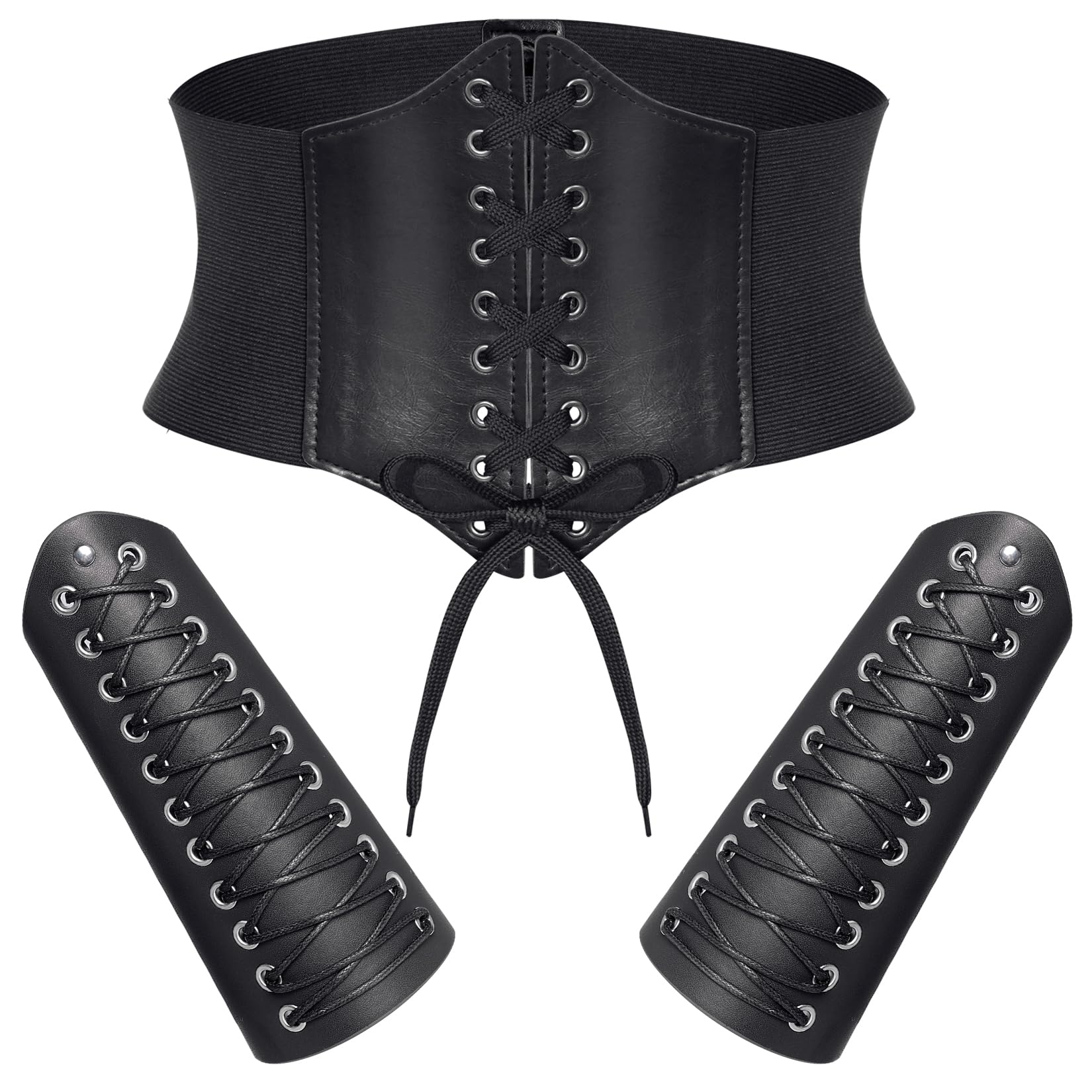 Corset Belt Elastic Faux Leather Gauntlet Wristband for  display picture 2