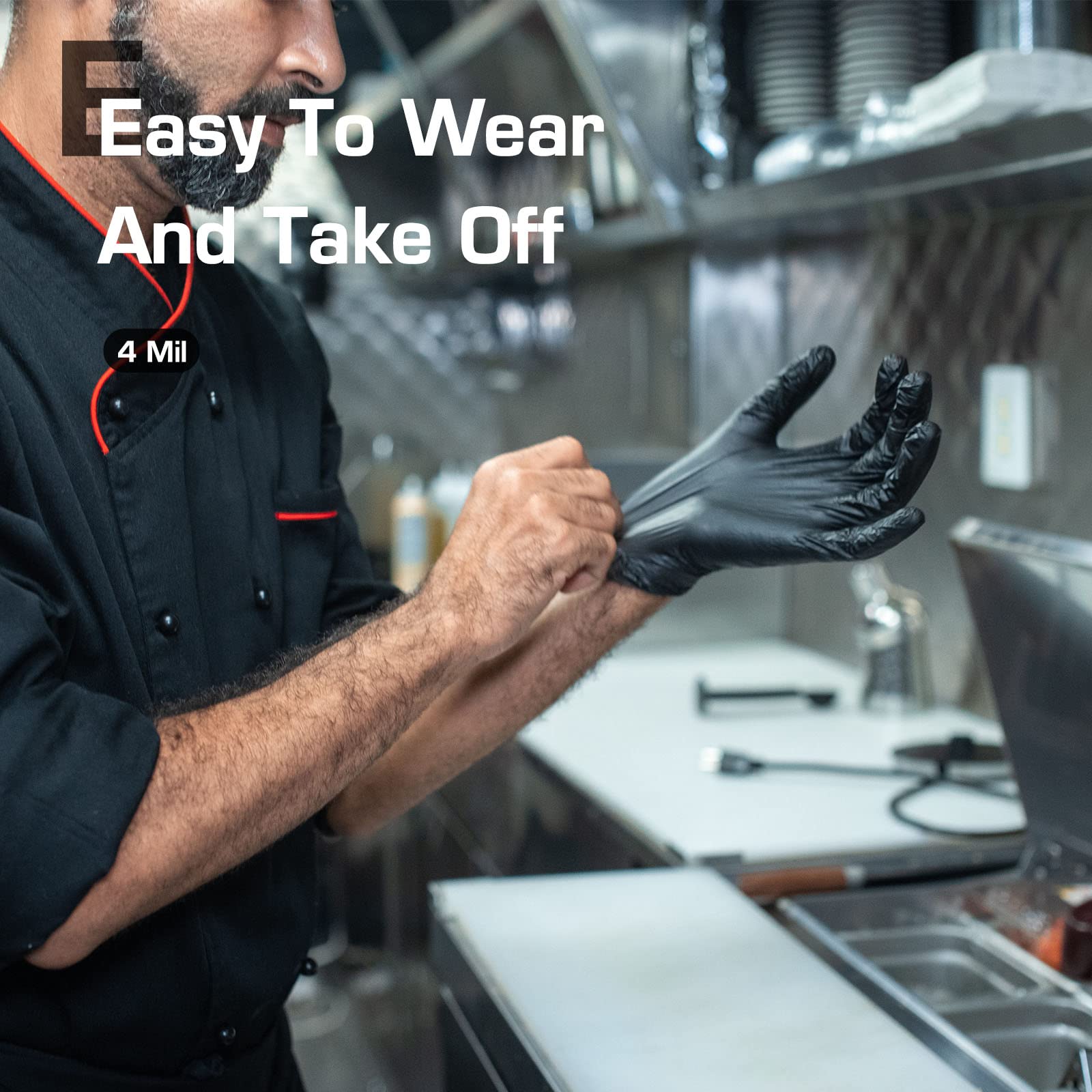 Infimor Gloves Nitrile Disposable Latex Free, 4 mil Powder Free Food Grade, Fingertips Textured Cleaning Supplies 100 pcs S-XL