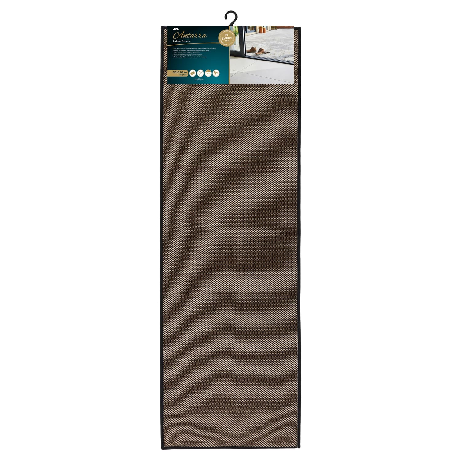 JVL Antarra Runner - Rubber Backed - 50 x 150cm - Black