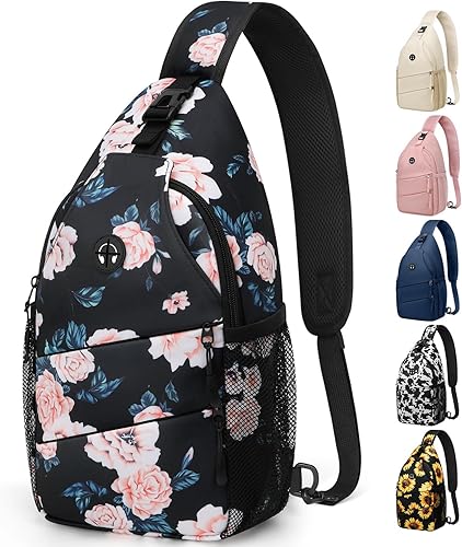 Vista 15 de Bolsos cruzados para mujeres y hombres, mochila de moda, bolsa casual para el pecho con correa de hombro convertible Negro