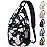 Pritent Crossbody Bags for Women Men Trendy Sling Bag Bakpack Casual Chest Bag with Convertible Shoulder Strap Travel Cross Body Bag for Hiking Traveling Outdoors(Floral Pattern)