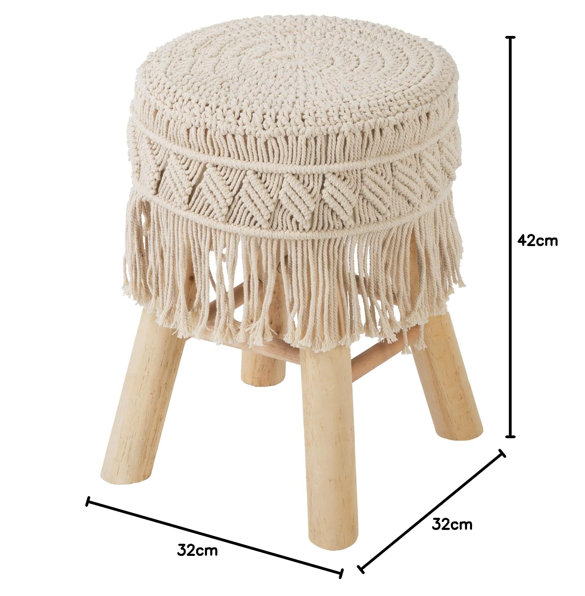 Atmosphera Tabouret macramé Bois