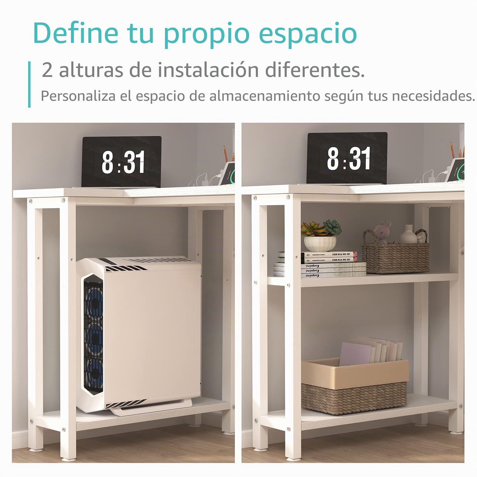 Lufeiya Escritorio Blanco Pequeño Mesa Escritorio en l de Ordenador,Escritorio Esquina Reversible para Oficina Juveniles 100X50CM