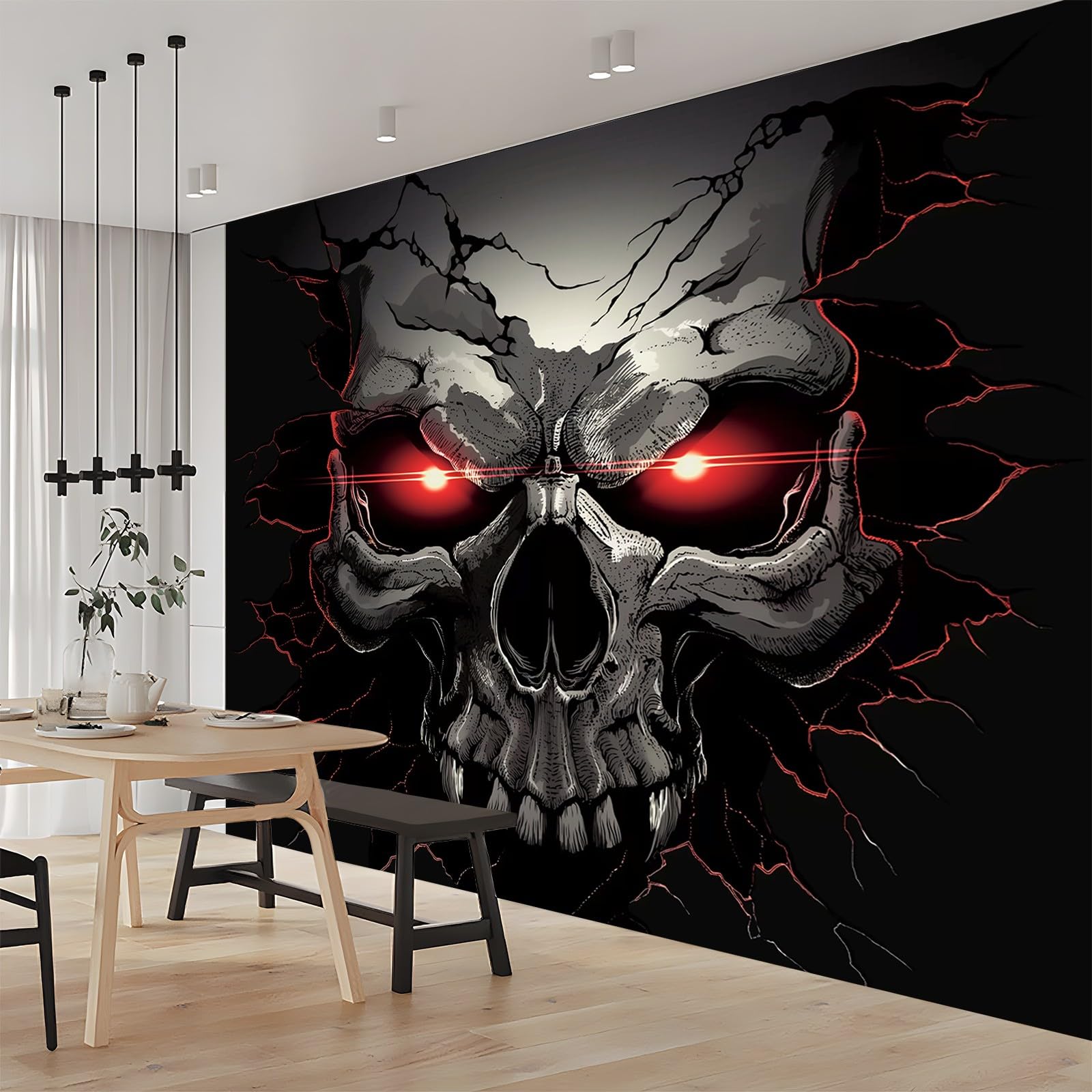 Fototapeta Ciemny Goth Spersonalizowana Czaszka Plakat Tapety Mural 300 x 210 cm Nowoczesna Dekoracja Ścienna Salon Sypialnia Pokój Dziecięcy Sypialnia Czarny Czerwony
