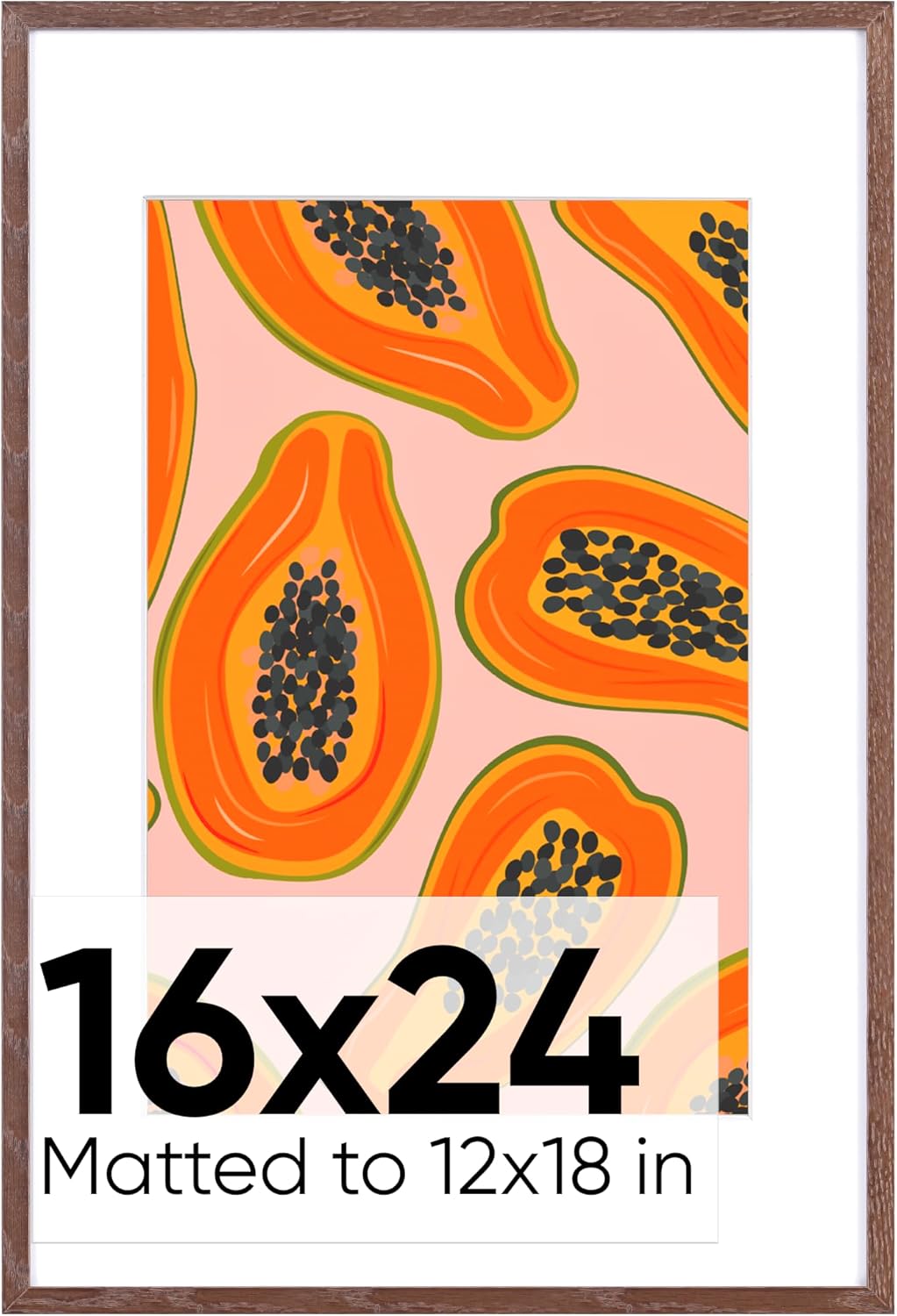 Homeforia 16x24 Wood Picture Frame Brown, Premium Dark Oak