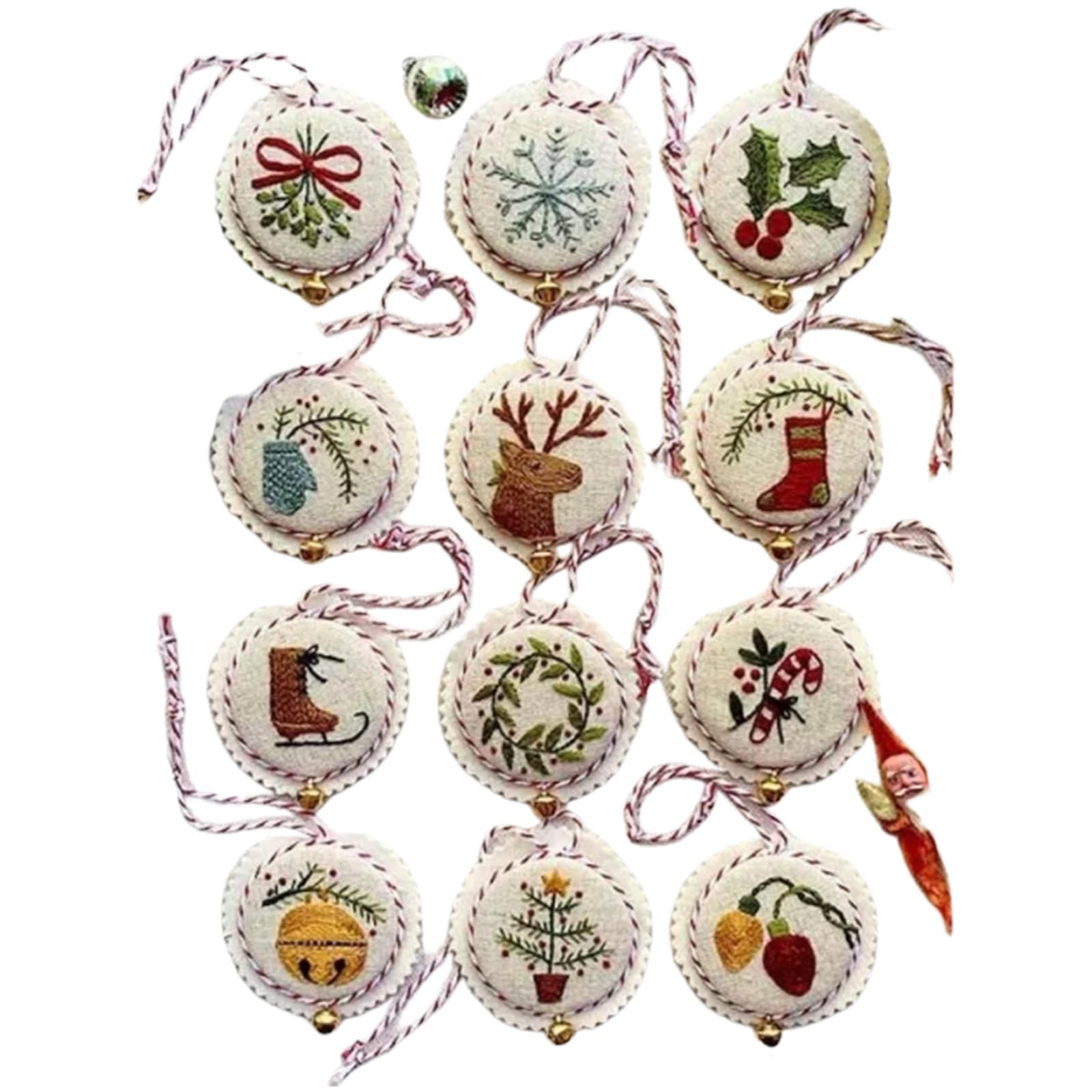 POETRYDRAW Christmas Embroidery Kit with Toolkit Embroidered Xmas Tree Ornaments Multifunctional Handmade Circle Embroidery Kit for Christmas Tree Home Decor (Color)