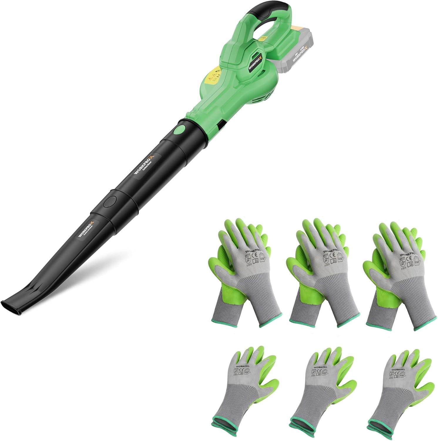 WORKPRO 6 Pairs Garden Gloves & WORKPROX 20V Leaf Blower Cordless