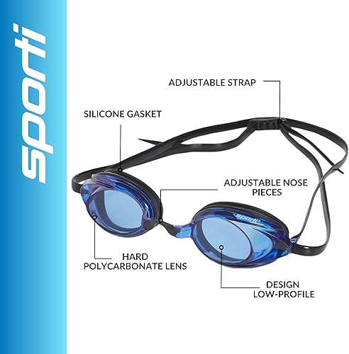 Miniatura 3 de Sporti Gafas antivaho Gafas de natación para adultos con construcción duradera, ajuste cómodo, gafas de natación para adultos