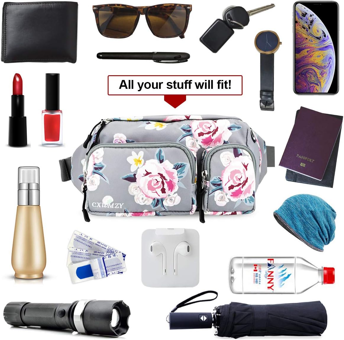 CXWMZY Fanny Packs For Women & Men, Waist Bag Hip Bum Bag Strap Extension Large Capacity Easy Carry Any Phone Passport Wallet for Outdoors Workout Traveling Casual Running Hiking Cycling Dog Walking - Image 5