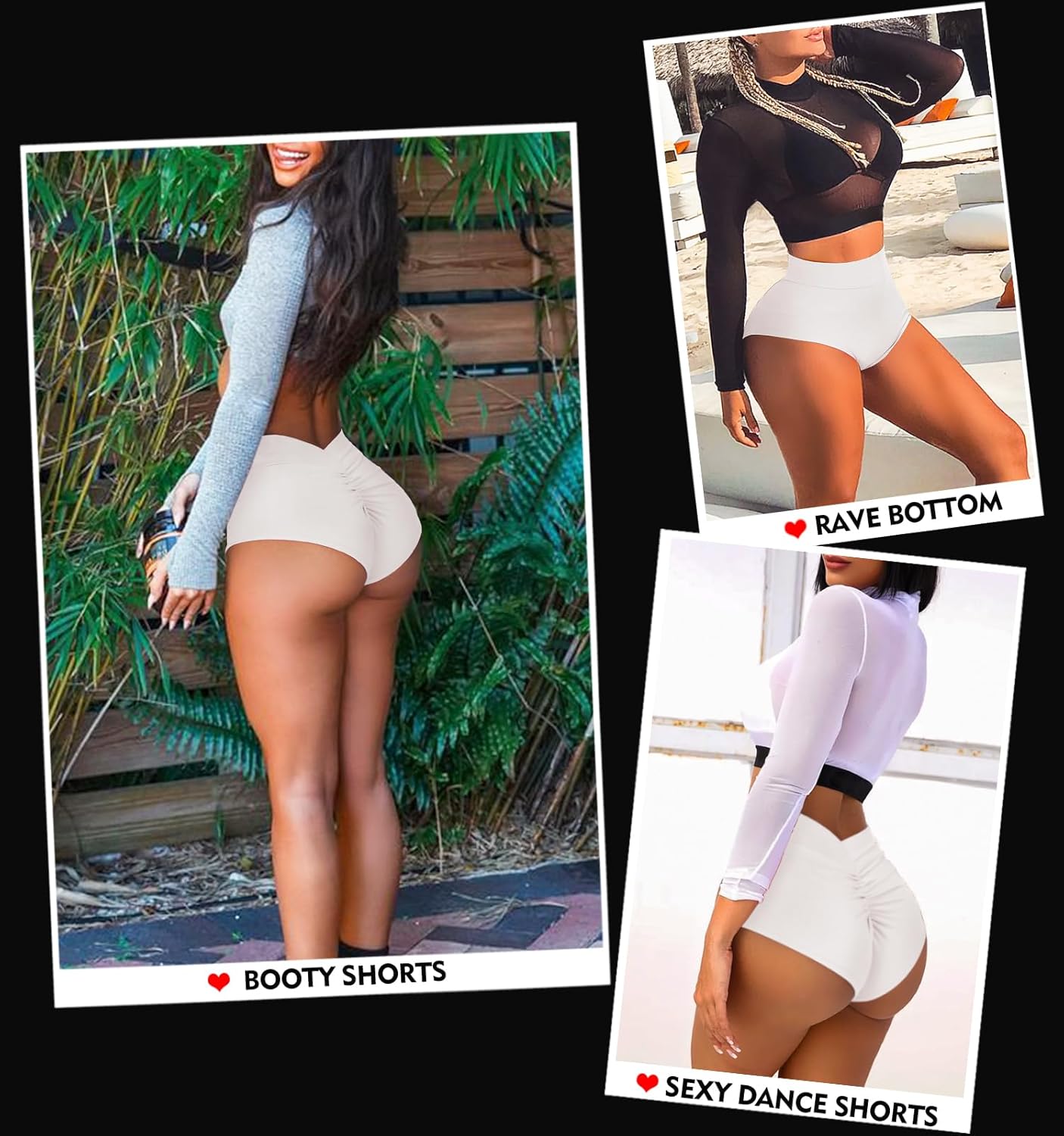 Women's Booty Shorts-High Waist V Back Yoga Shorts- Spandex Dance Hot Pants Butt Lifting Rave Bottoms - Image 4