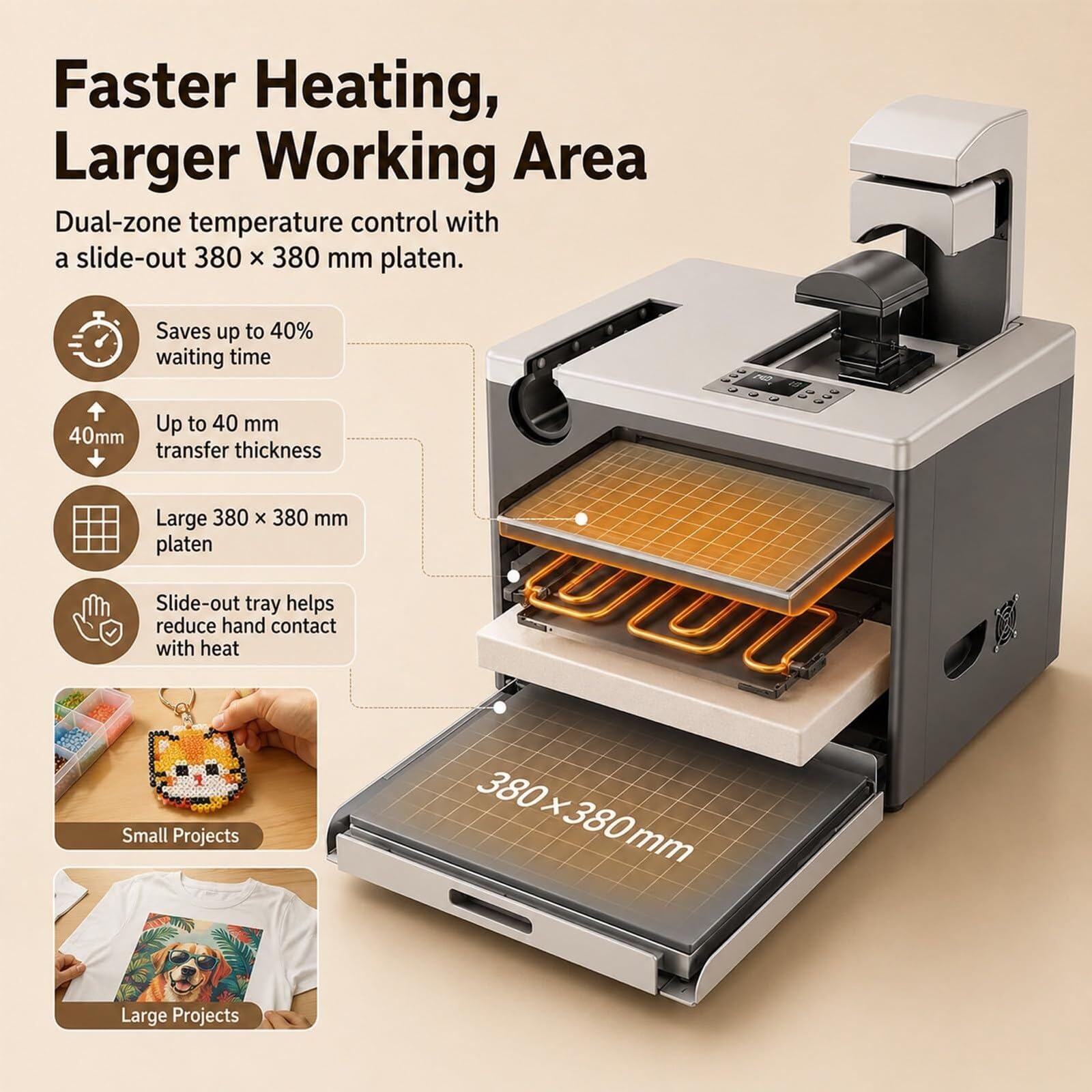 Prensa térmica automática de 15x15 pulgadas con control de temperatura