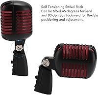 Vista 3 de Micrófono vocal clásico retro dinámico, micrófono cardioide profesional de rendimiento en vivo, micrófono antiguo de grabación vocal universal