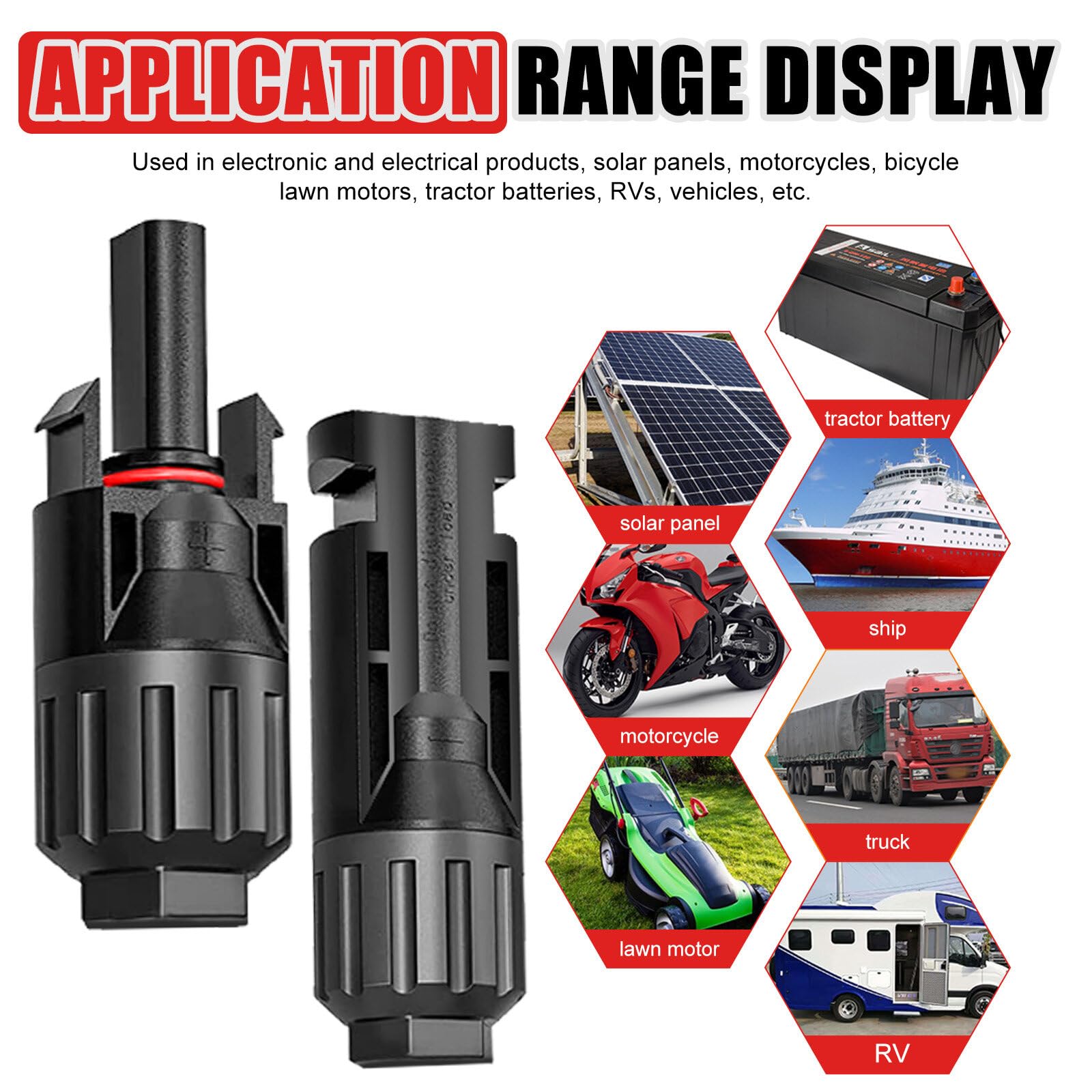 30 pares de conectores solares: macho/hembra, panel solar, conector fotovoltaico, IP67, resistente al agua, conector solar, conector de cable con 2 llaves