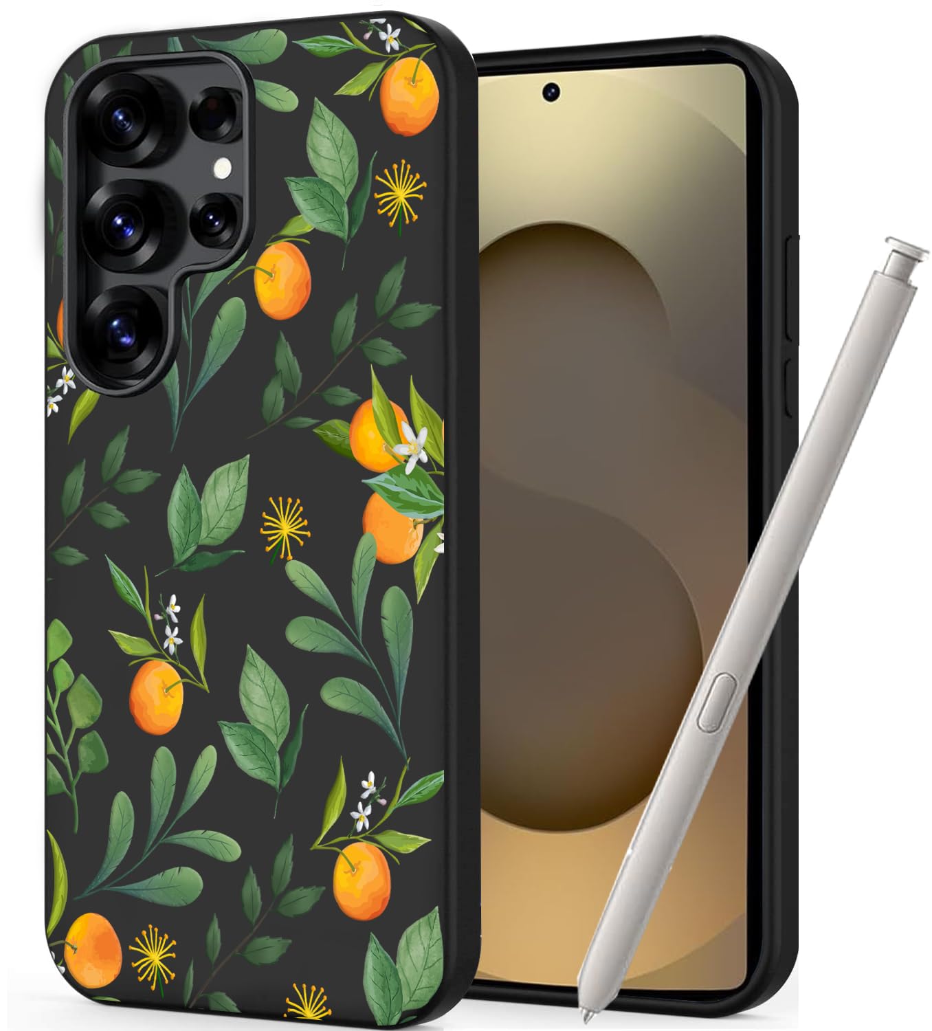 Unov Case Compatible with Galaxy S25 Ultra (2025) 5G Case with Design Soft TPU Shock Absorption Slim Embossed Pattern Protective (Citrus Flavors)