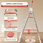 A-Frame Telescoping Extension Ladder，5.4FT Folding Step Stool with Safety Lock，Foldable Aluminum Ladder, Heavy Duty 6 Step Ladder 600lbs Capacity for Home Use