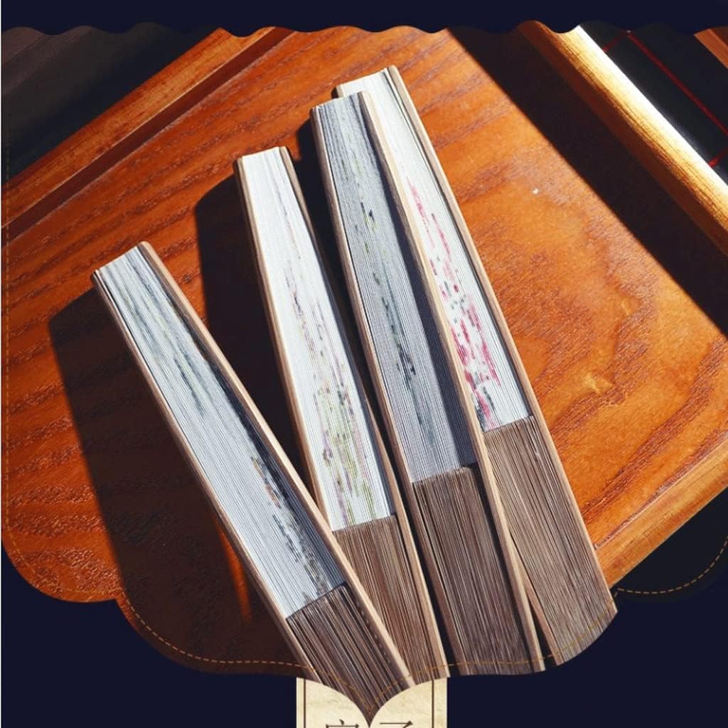 ZUMAHA Portátil Abanico de Mano de Doble Cara, Abanico Chino Pintado a Mano con Tinta, Encantador y Elegante Abanico Plegable japonés para Regalos de Mujer/Hombre Fresco