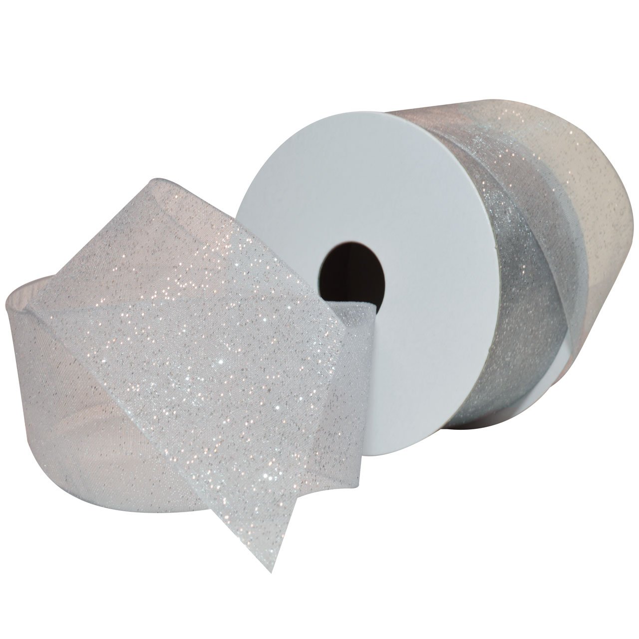 Ruban organdi argenté transparent de 3,8 cm pour emballage cadeau