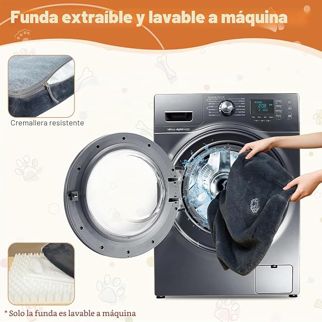 Foto 4 de 8 de EMPSIGN Cojín para Perro Reversible Funda extraíble Lavable, 104x71x7,6 cm