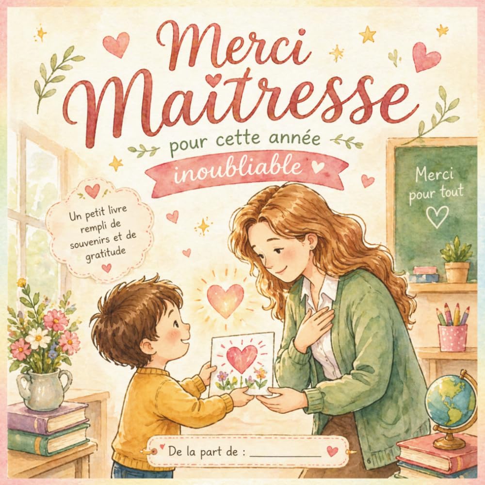 Merci Super Maîtresse pour Cette Année Inoubliable: Livre de remerciement pour maîtresse d’école – Idée cadeau originale et personnalisée – Journal illustré d’un élève – Cadeau de fin d’année scolaire