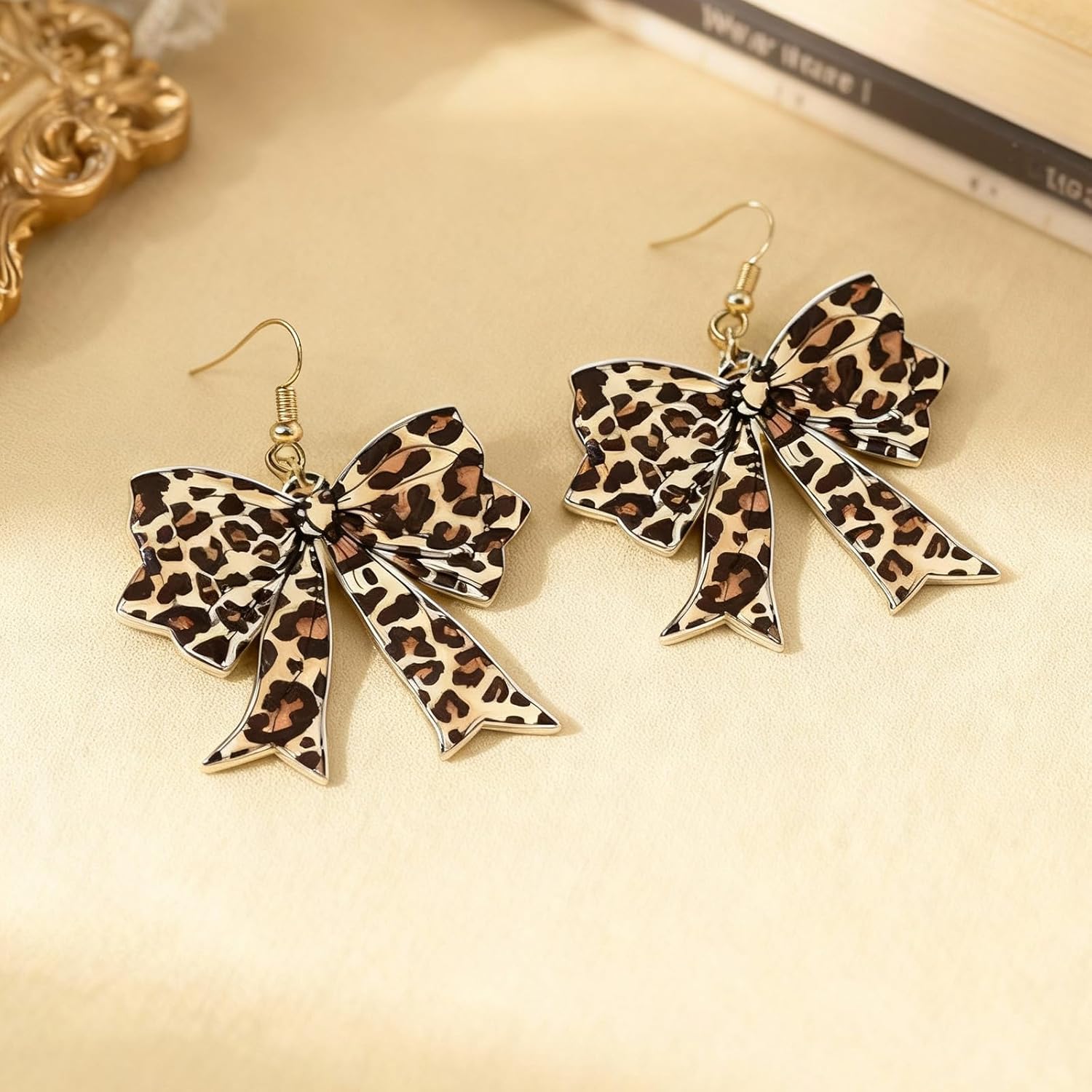 Leopard Earrings for Women Bow Leopard Print Dangling Animal Print Brown Earrings Jewelry Gift - Image 5